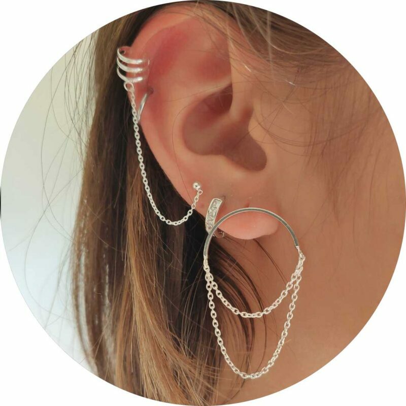 pendientes de aro con colgante de cadenas