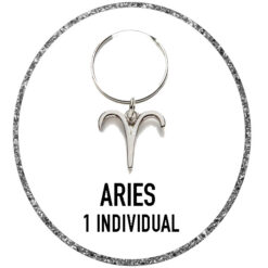 Puedes comprar 1 pendiente individual de aro con el charm del signo zodiaco Aries de plata