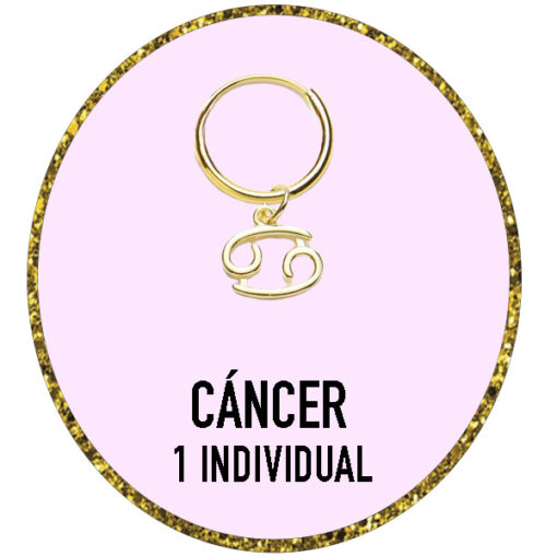 PENDIENTE INDIVIDUAL ZODIACO CANCER Plata de Ley 925 y bañados en Oro de 18k (12MM)