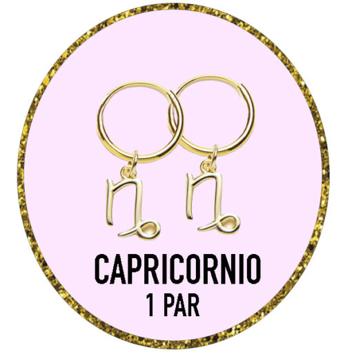 PENDIENTES ZODIACO CAPRICORNIO Plata de Ley 925 y bañados en Oro de 18k (12MM)