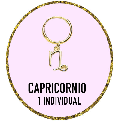 PENDIENTE INDIVIDUAL ZODIACO CAPRICORNIO Plata de Ley 925 y bañados en Oro de 18k (12MM)