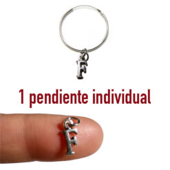 Pendientes de aro individual con letra F de plata 925