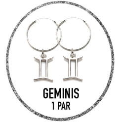 Puedes comprar 1 par de pendientes de aro con el charm del signo zodiaco GEMINIS de plata