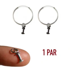 Pendientes inicial de aro completo o par con colgante letra I de plata 925