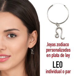 Los pendientes de aro de plata de la colección del zodiaco tienen un diámetro de 12mm Puedes comprar 1 par de pendientes de aro con el charm del signo zodiaco leo de plata o 1 pendiente individual