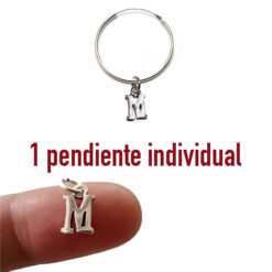 Pendientes de aro individual con letra M de plata 925