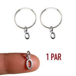 Pendientes inicial de aro completo o par con colgante letra O de plata 925