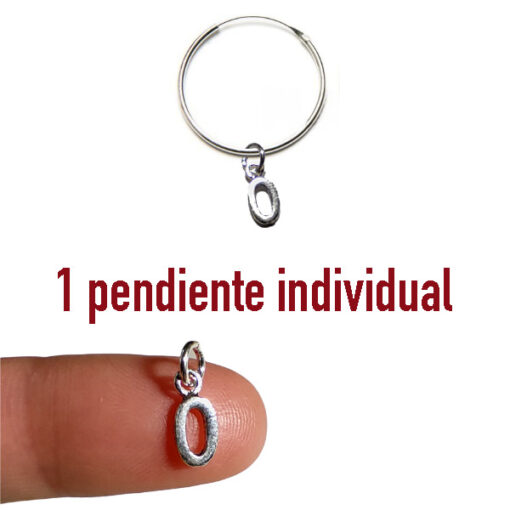 Pendientes de aro individual con letra O de plata 925