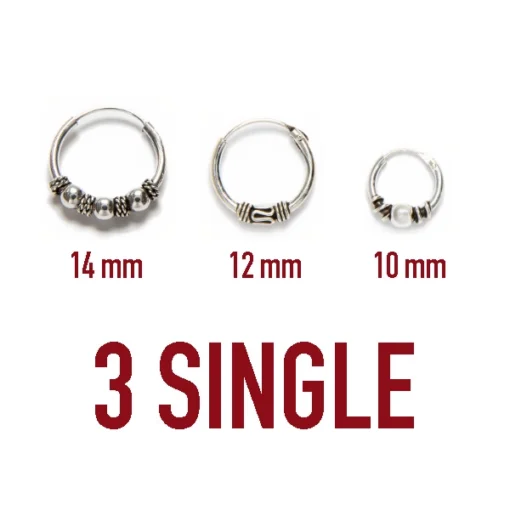 3 SINGLE AROS BALI JIMBARAN 1SINGLE (1pcs) de 14mm, 1 Single (1pc) de 12mm y 1 Single (1pc) de 10mm