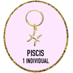 PENDIENTE INDIVIDUAL ZODIACO PISCIS Plata de Ley 925 y bañados en Oro de 18k (12MM)