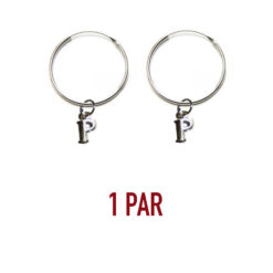 Pendientes inicial de aro completo o par con colgante letra P de plata 925