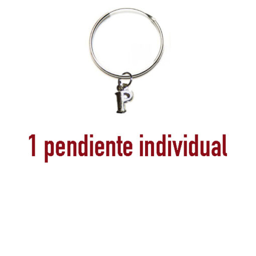 Pendientes de aro individual con letra P de plata 925