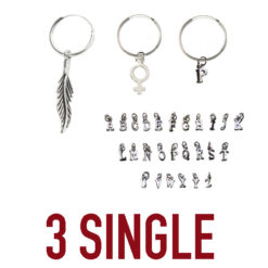 3 pendientes individual con pendientes de aro favoritos Aros con colgante pluma, iniciales Y simbolo de la mujer