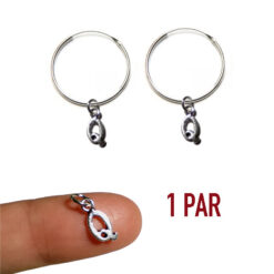 Pendientes inicial de aro completo o par con colgante letra Q de plata 925