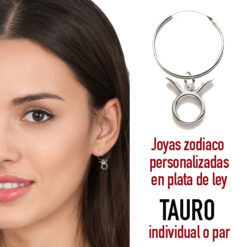 de plata de la colección del zodiaco tienen un diámetro de 12mm Puedes comprar 1 par de pendientes de aro con el charm del signo zodiaco Tauro de plata o 1 pendiente individual