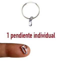 Pendientes de aro individual con letra u de plata 925