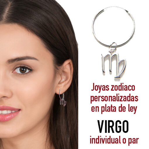 Los pendientes de aro de plata de la colección del zodiaco tienen un diámetro de 12mm Puedes comprar 1 par de pendientes de aro con el charm del signo zodiaco virgo de plata o 1 pendiente individual