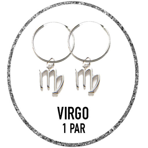 Puedes comprar 1 par de pendientes de aro con el charm del signo zodiaco virgo de plata