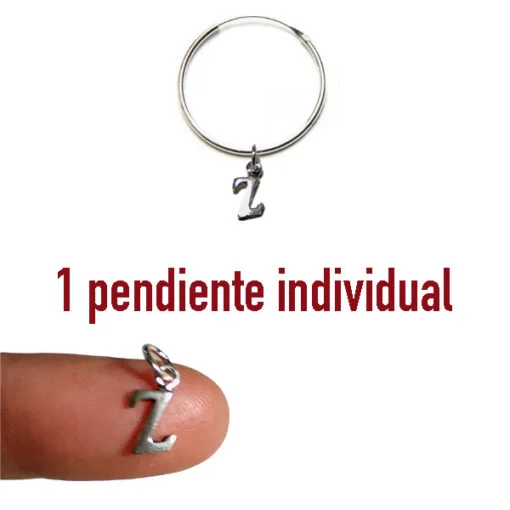 Pendientes de aro individual con letra O de plata 925