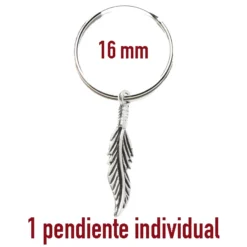 pendiente INDIVIDUAL de aros con colgante de pluma MARALIN de 16mm.
