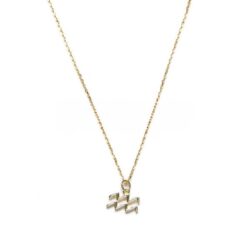 COLLAR ZODIACO ACUARIO cadena de Plata de Ley 925 y bañados en Oro de 18k (40 cm o 50cm)