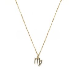 COLLAR ZODIACO VIRGO cadena de Plata de Ley 925 y bañados en Oro de 18k (40 cm o 50cm)